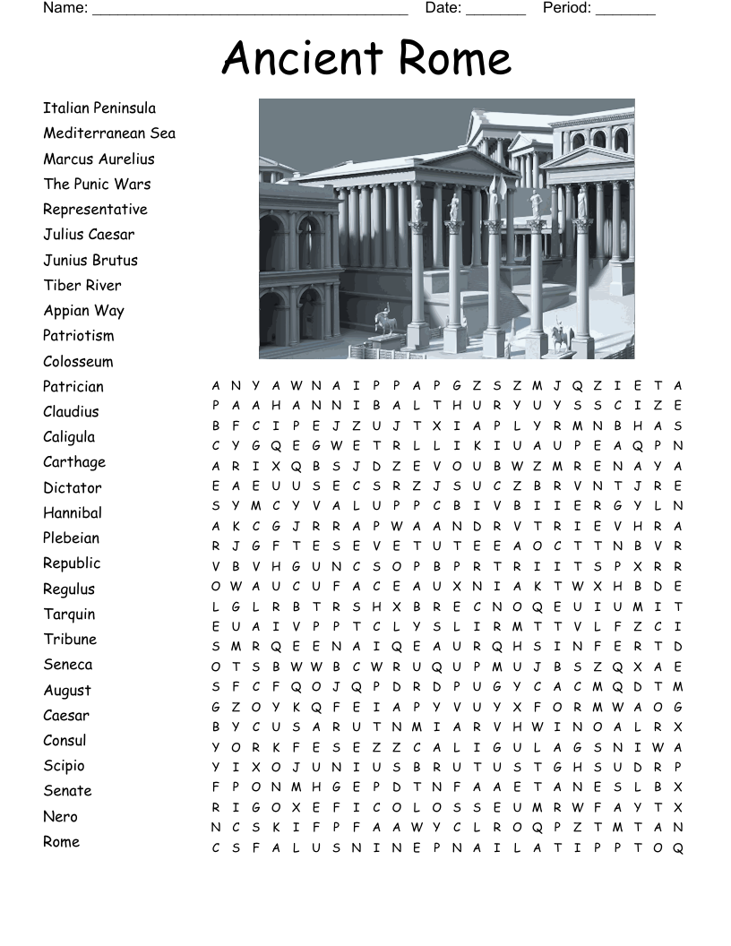 Ancient Rome Word Search WordMint Ancient Rome Word Search WordMint