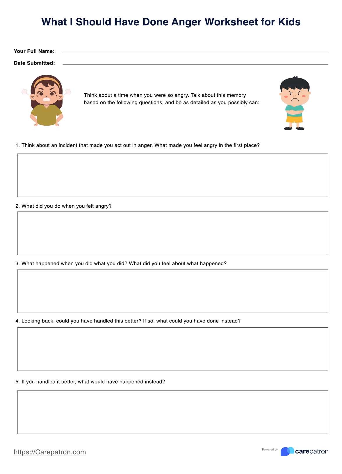 Anger Worksheets For Kids Anger Worksheets For Kids