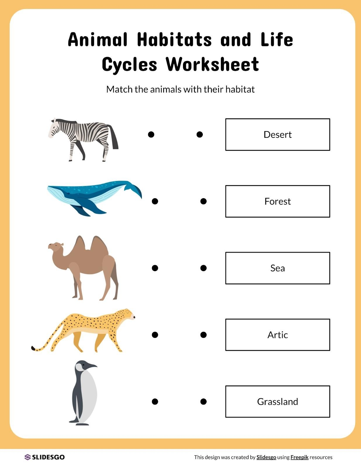 printable animal habitats worksheets