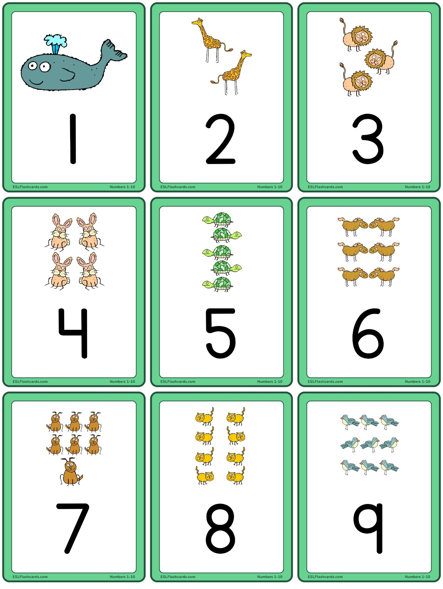 Animals 1 To 10 ESL Flashcards Animals 1 To 10 ESL Flashcards