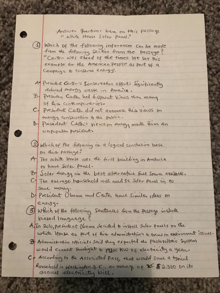 Answer Questions Base On This Passage White House Chegg