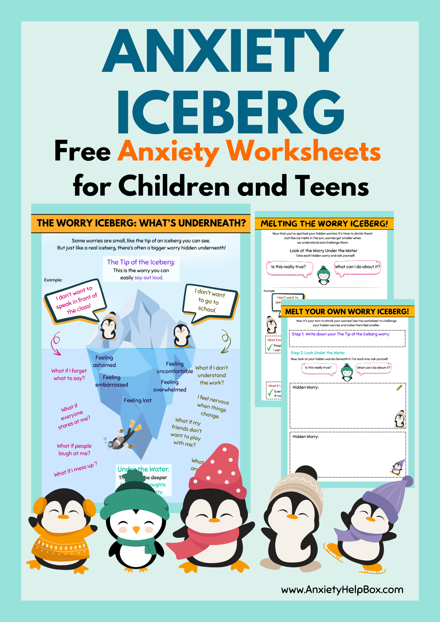 Anxiety Iceberg Free Worry Worksheets For Children And Teens Free Anxiety Tools And Resources Www anxietyhelpbox
