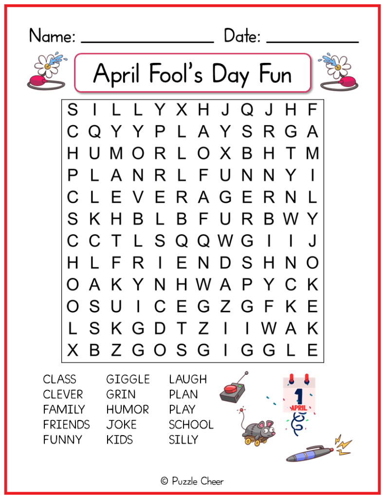 April Fool s Day Word Search Very Easy Puzzle Cheer April Fool s Day Word Search Very Easy Puzzle Cheer