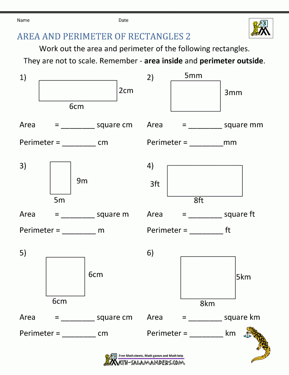 Area And Perimeter Worksheet