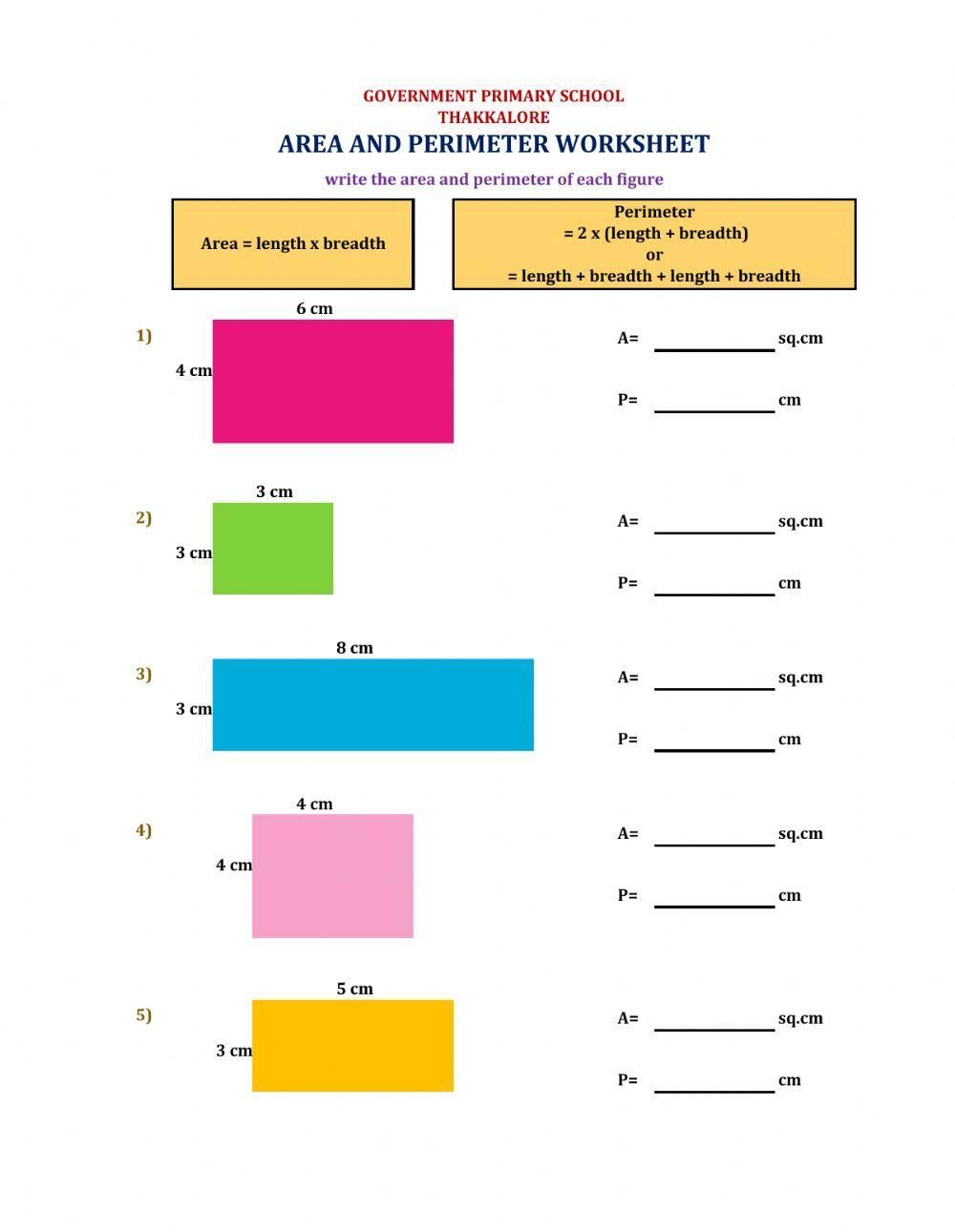 Area And Perimeter Online Worksheet For Grade 5 Live Worksheets Worksheets Library