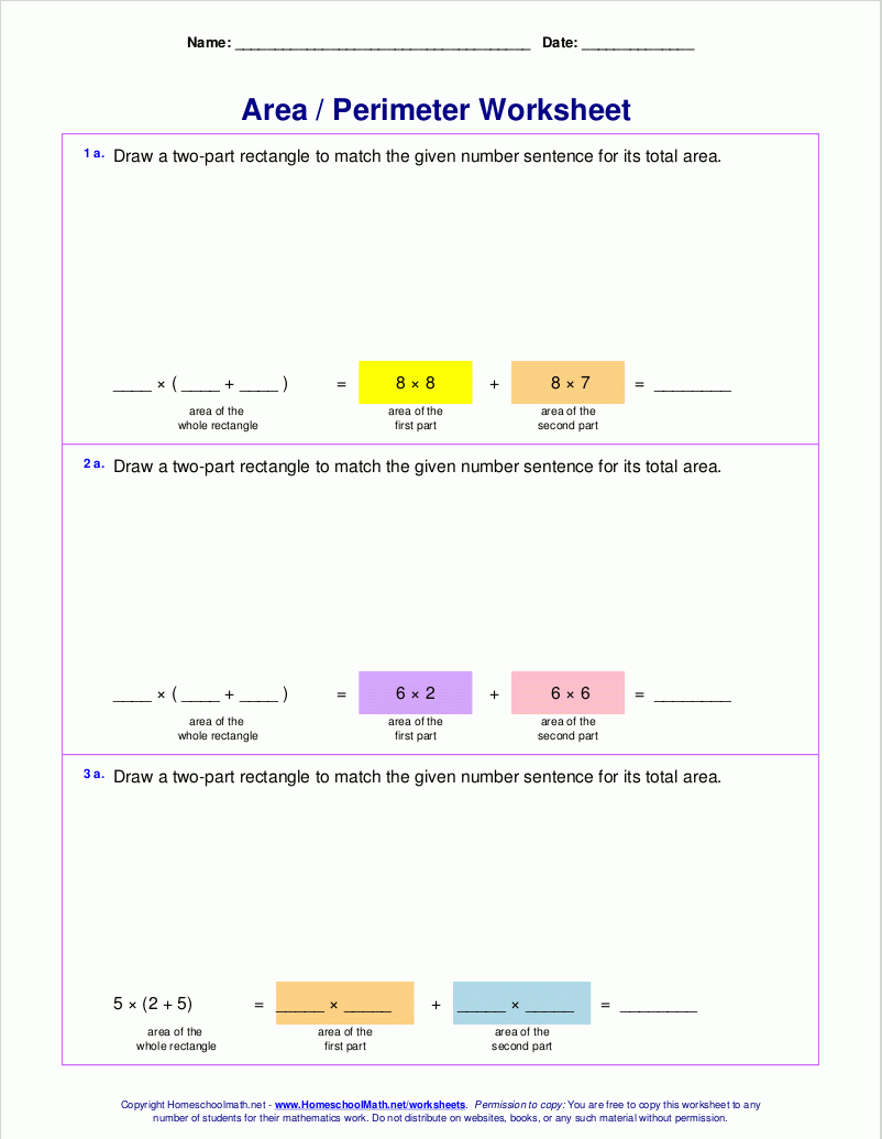5th grade area and perimeter worksheets