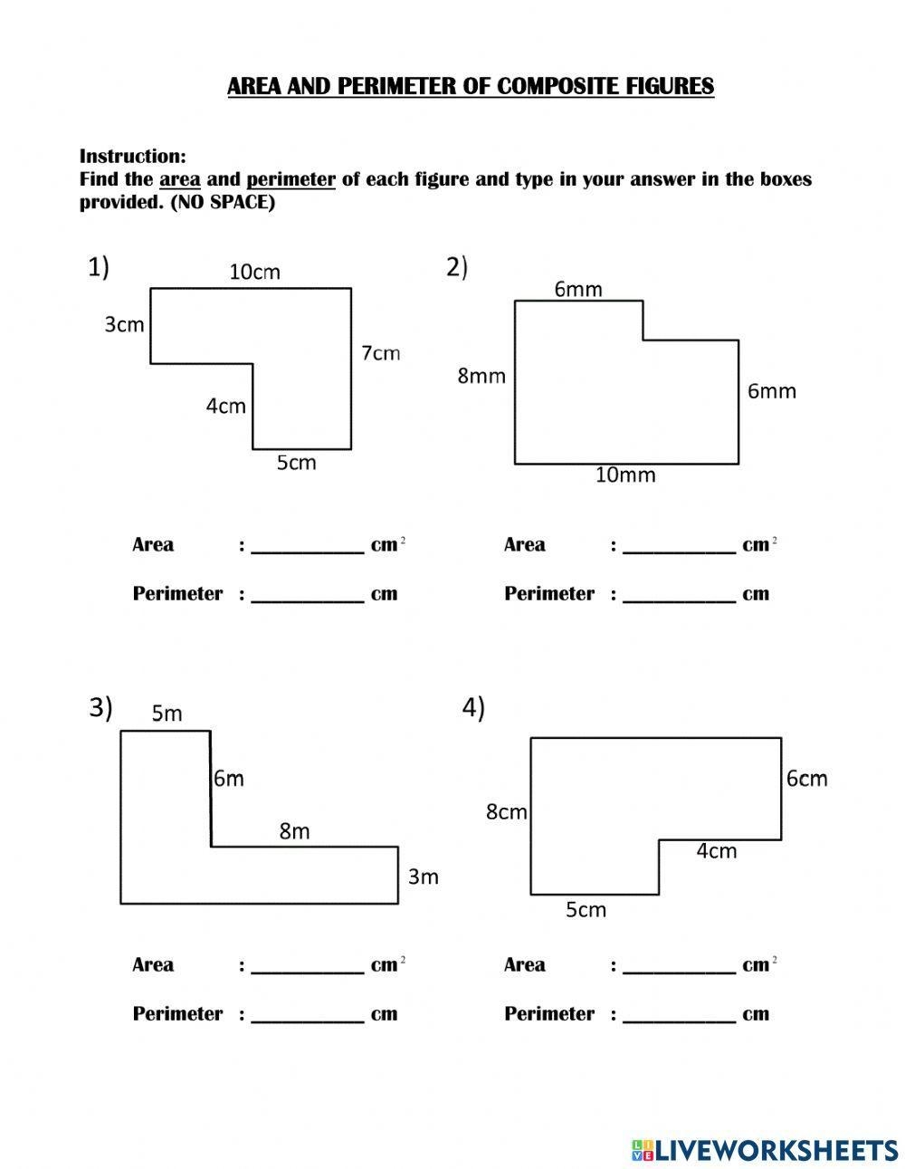 Area Of Composite Figures Worksheet Practice Problems And Solutions