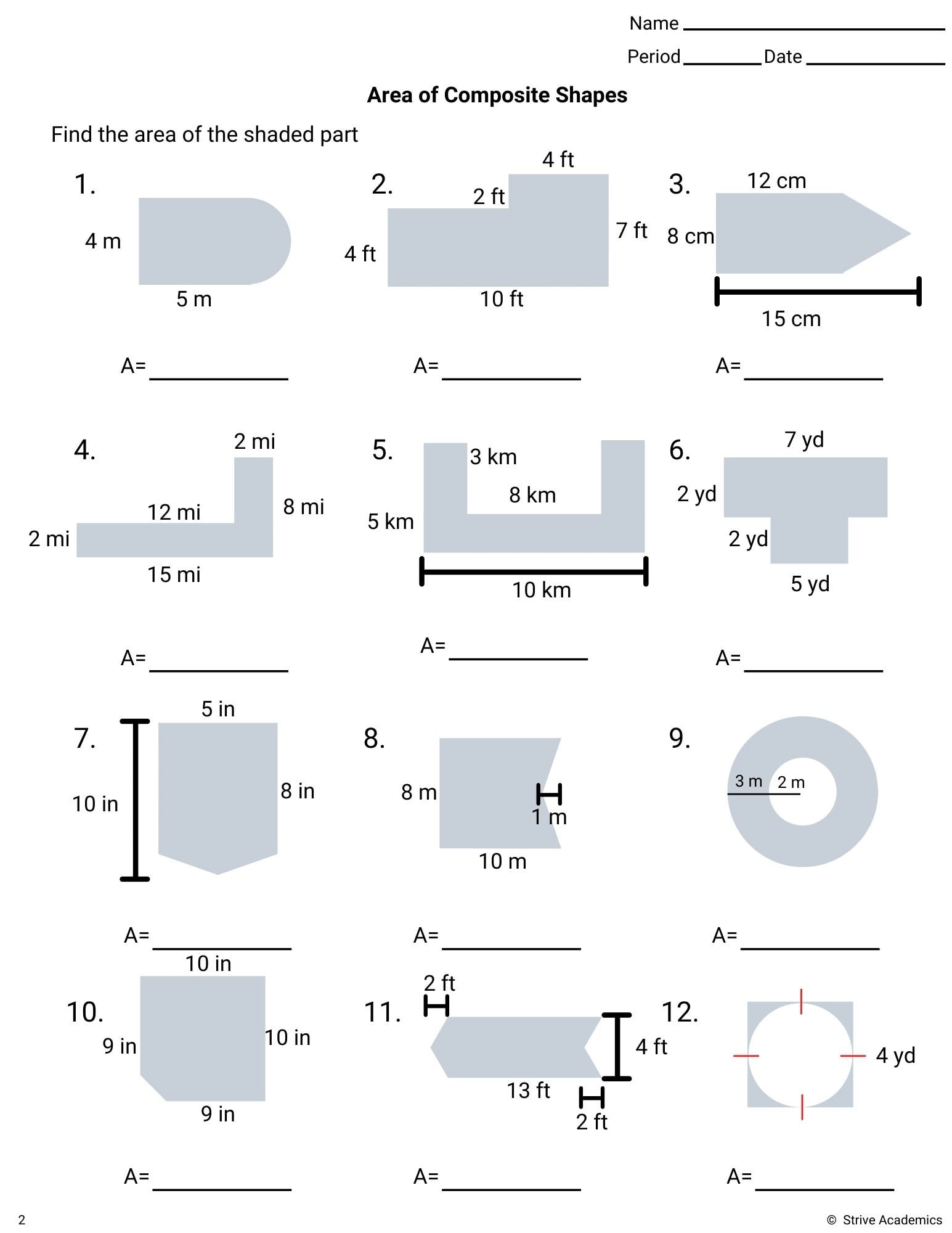 Area Of Composite Figures Worksheet Set 1 Etsy de