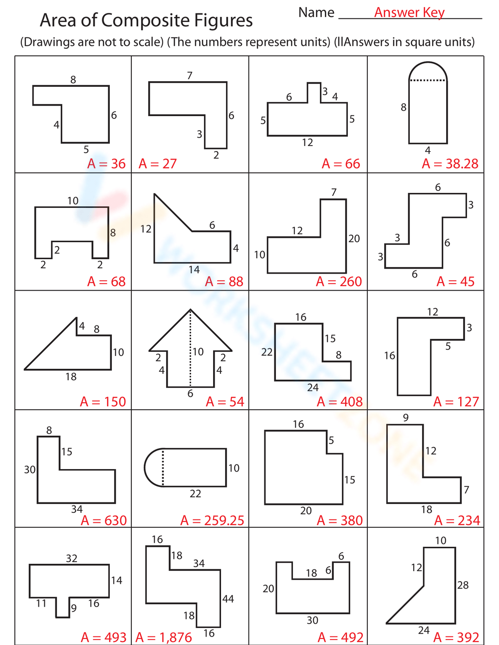 Area Of Composite Figures Worksheets Printable