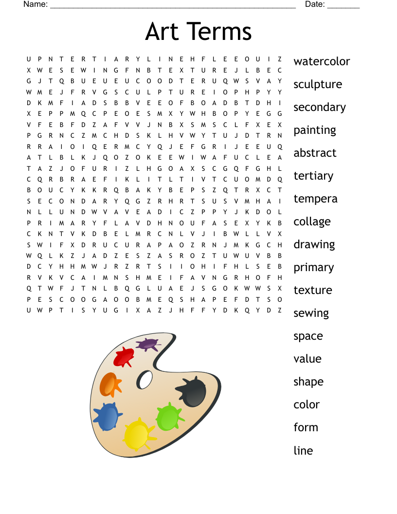 Art Word Search Puzzle
