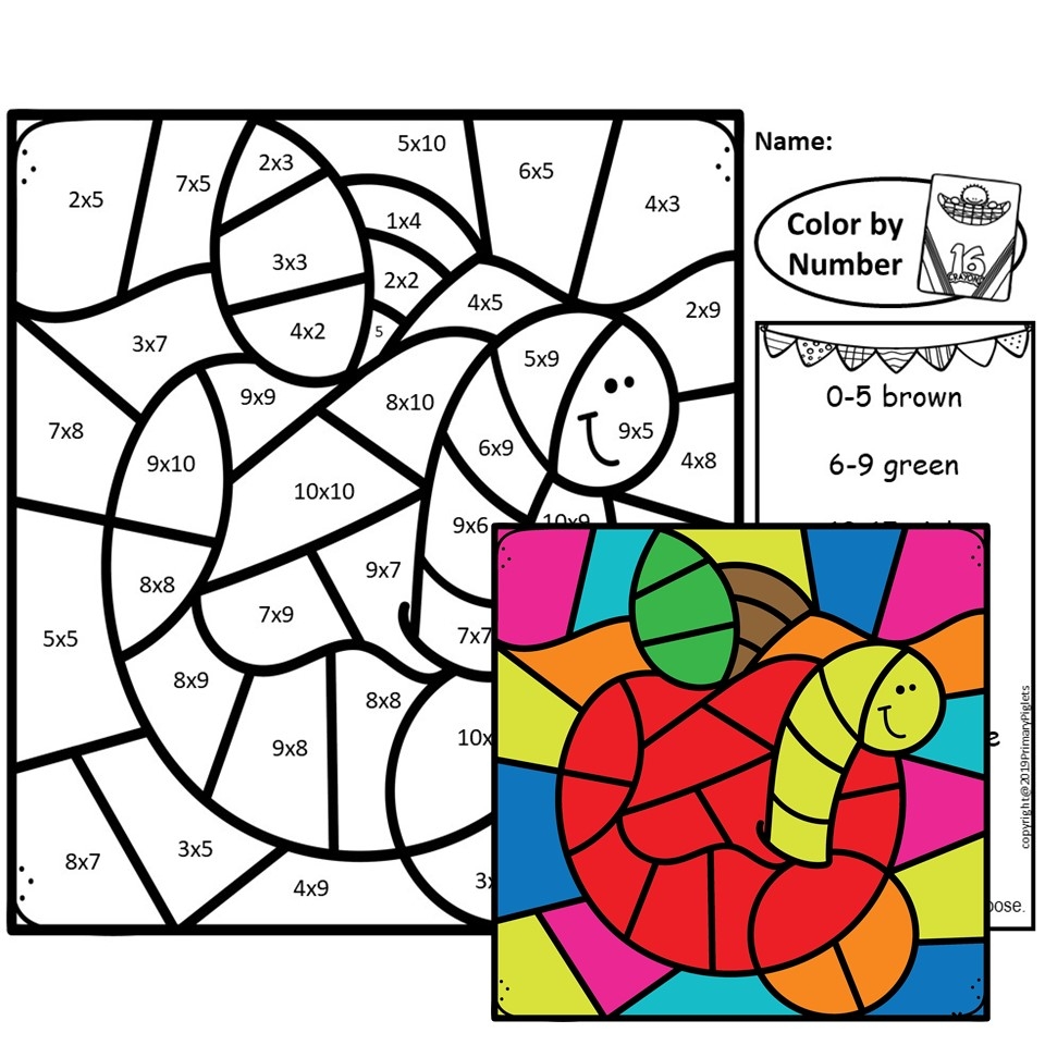 color by number multiplication sheets