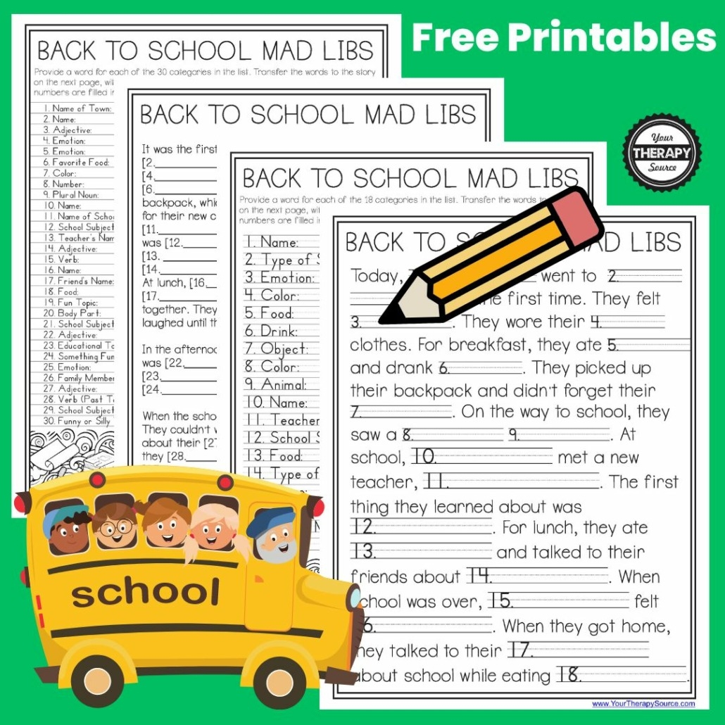 Back To School Mad Libs Free Your Therapy Source Back To School Mad Libs Free Your Therapy Source