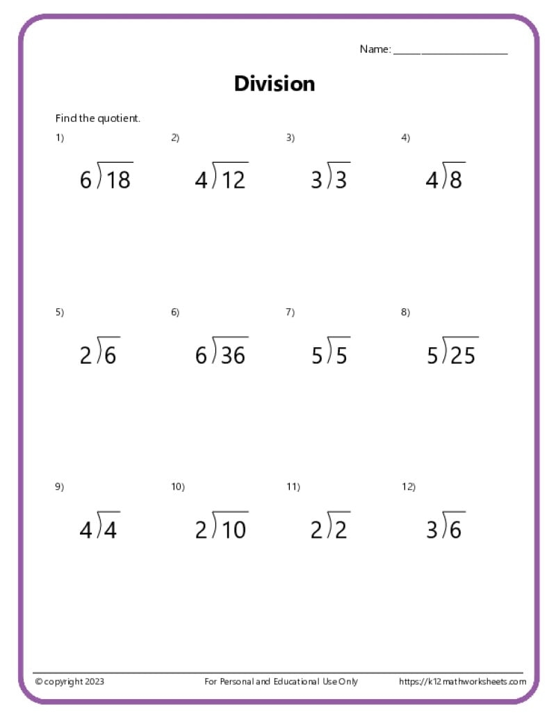 printable math worksheets division printable math worksheets division