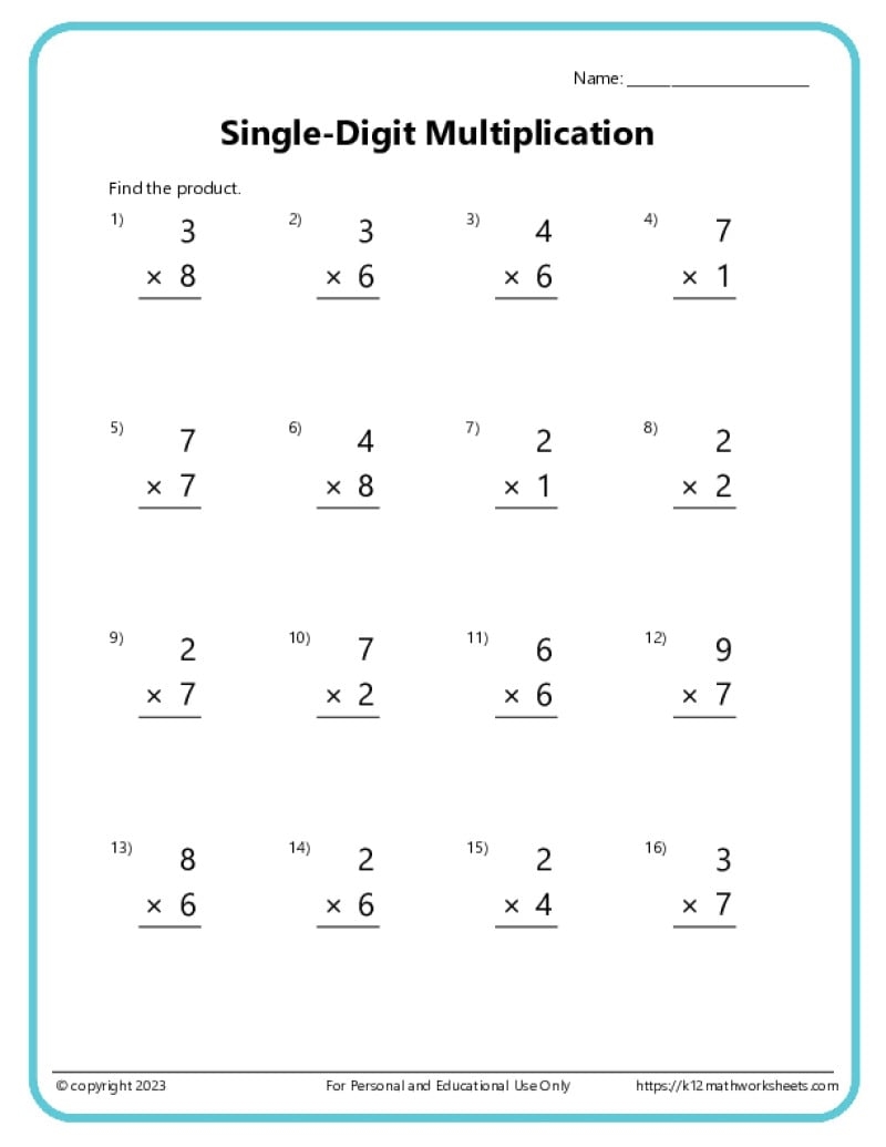 Basic Multiplication Worksheets K12 Math Worksheets Basic Multiplication Worksheets K12 Math Worksheets