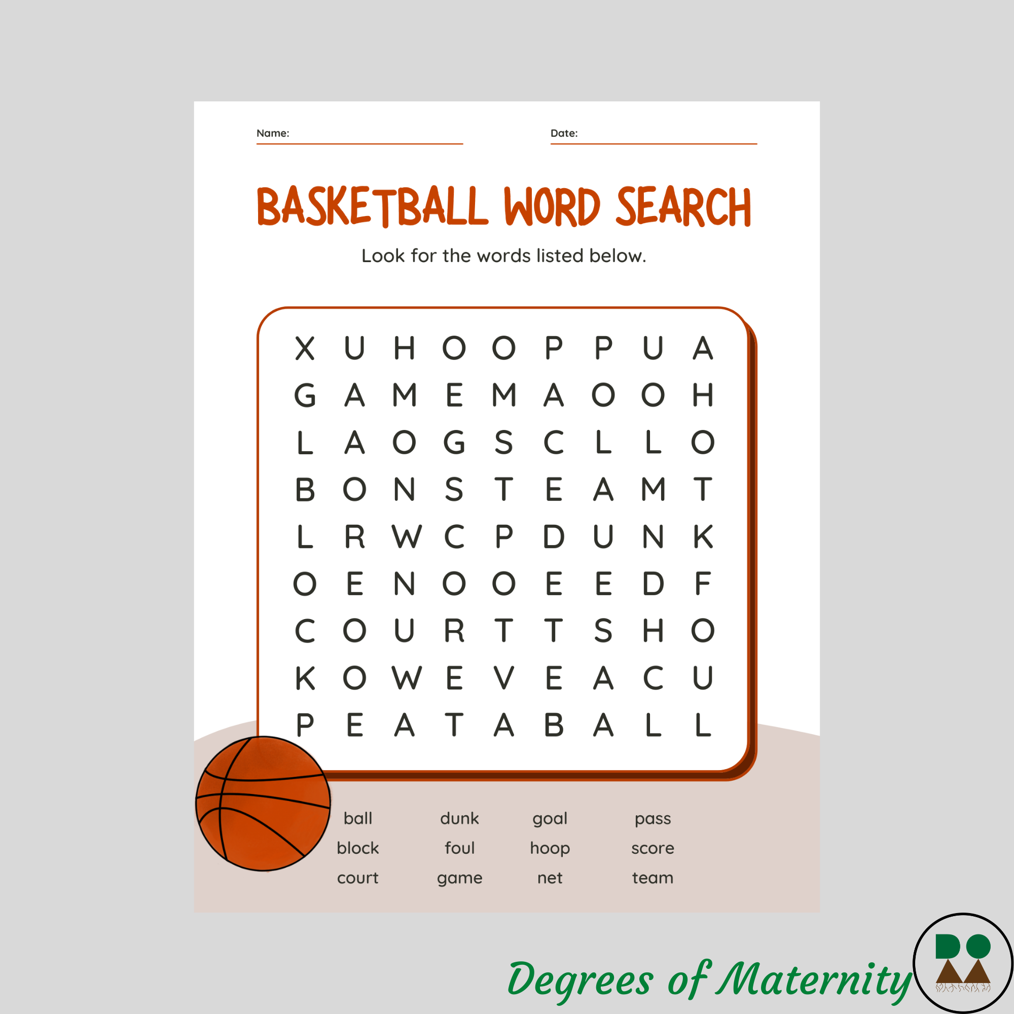 Basketball Word Search Activity Sheets 2 Different Activities W answer Keys Classful