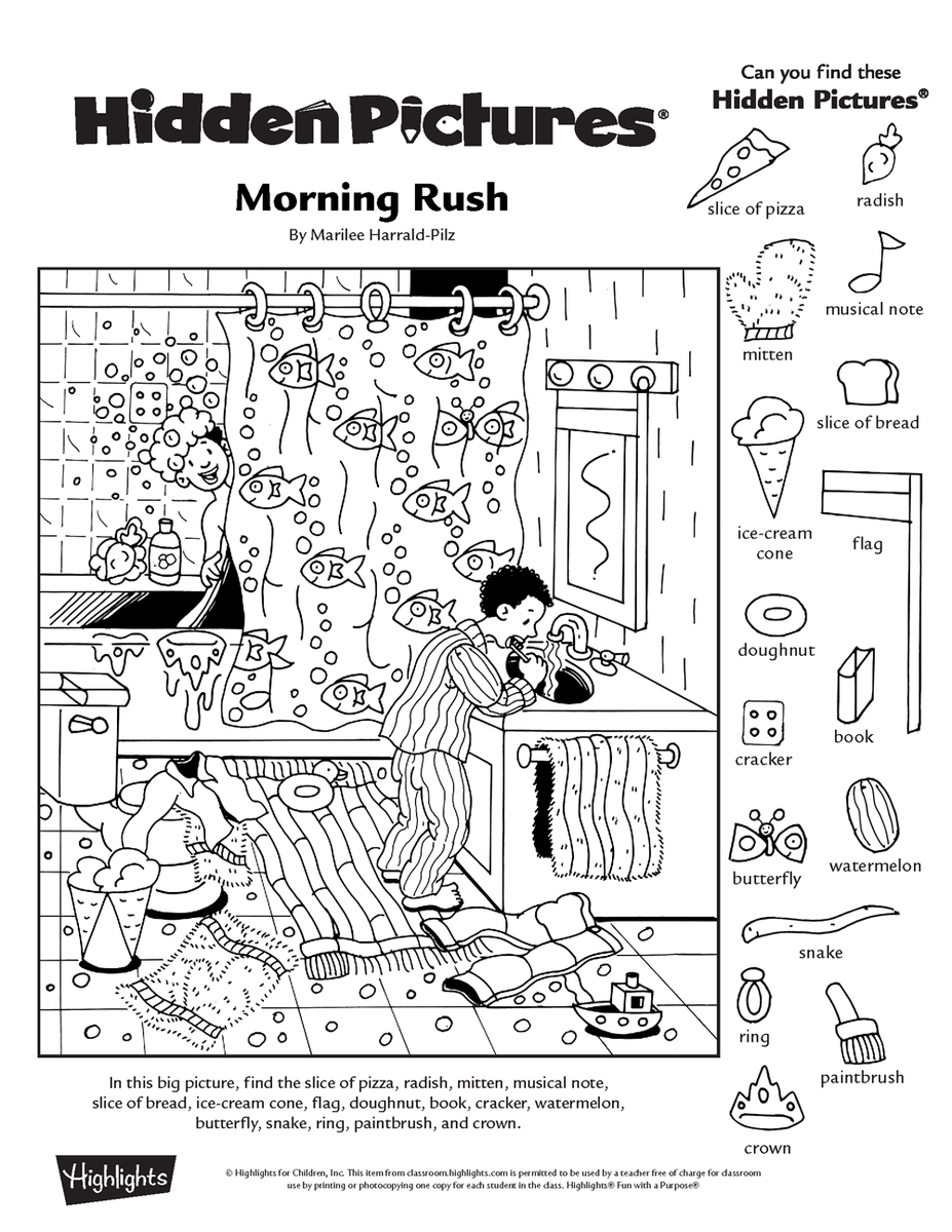 Free Highlights Hidden Pictures Printable Worksheets