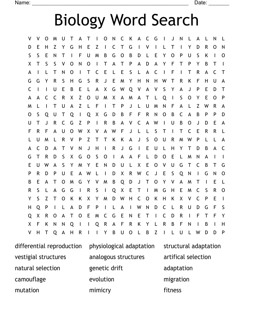 Biology Word Search