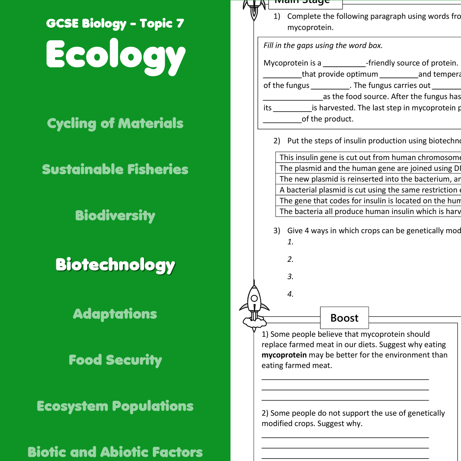 Biotechnology Home Learning Worksheet GCSE Teaching Resources Biotechnology Home Learning Worksheet GCSE Teaching Resources
