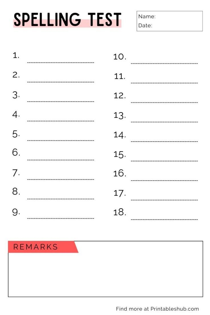 free printable blank spelling worksheets