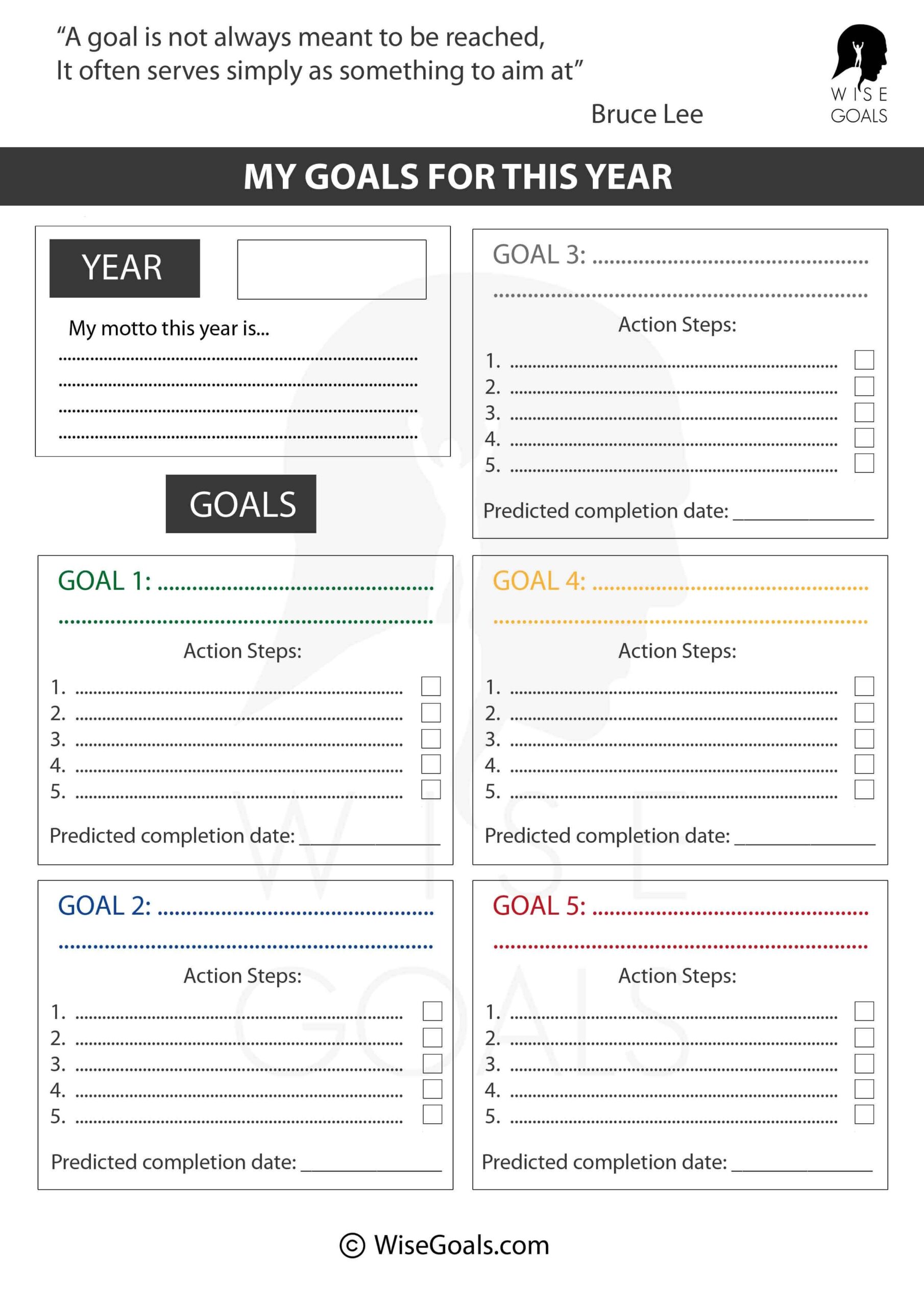 printable goal setting worksheet