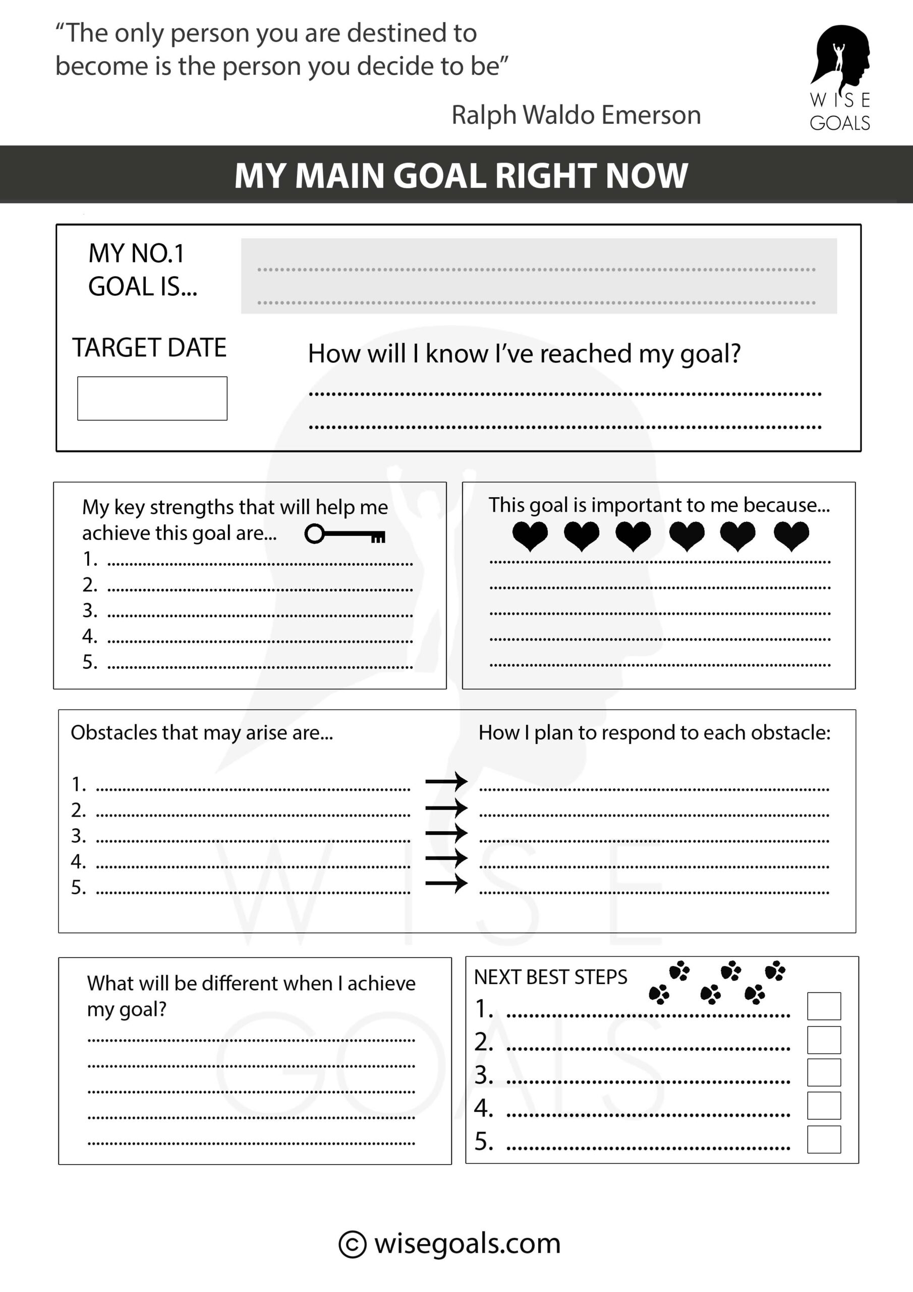 Printable Goal Setting Worksheet