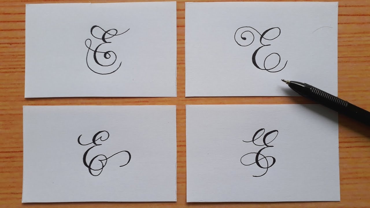 Calligraphy Letter E In Cursive How To Write Capital Alphabet With Normal Pen For Beginners Easy YouTube