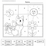 Cat Color By Number Worksheet Free Printable Digital PDF