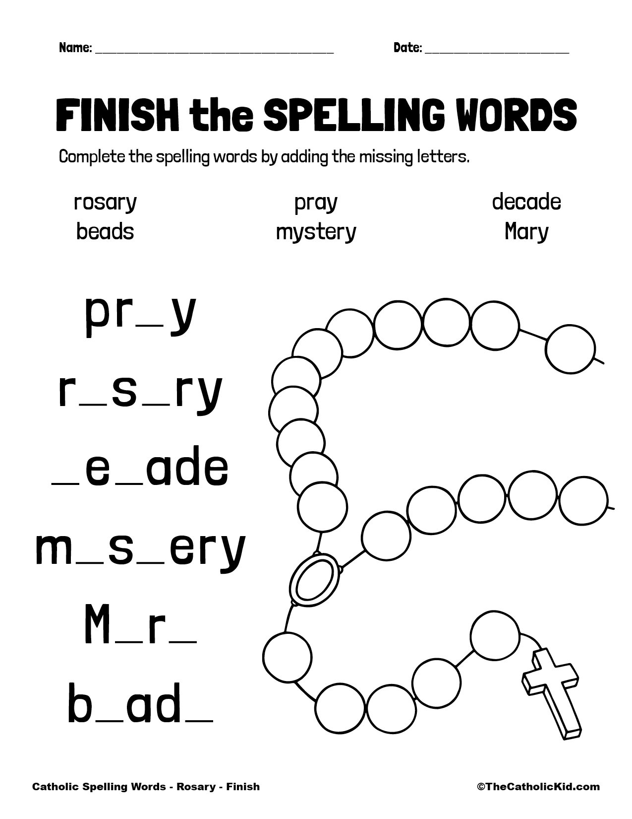 Catholic Spelling Vocabulary Words Rosary Worksheets TheCatholicKid Catholic Spelling Vocabulary Words Rosary Worksheets TheCatholicKid