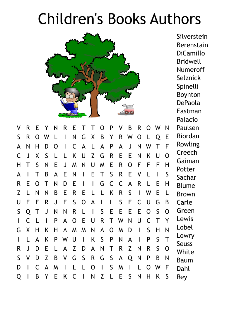 Children s Books Authors Word Search WordMint Children s Books Authors Word Search WordMint