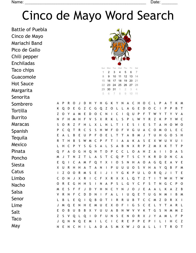 Cinco De Mayo Word Search