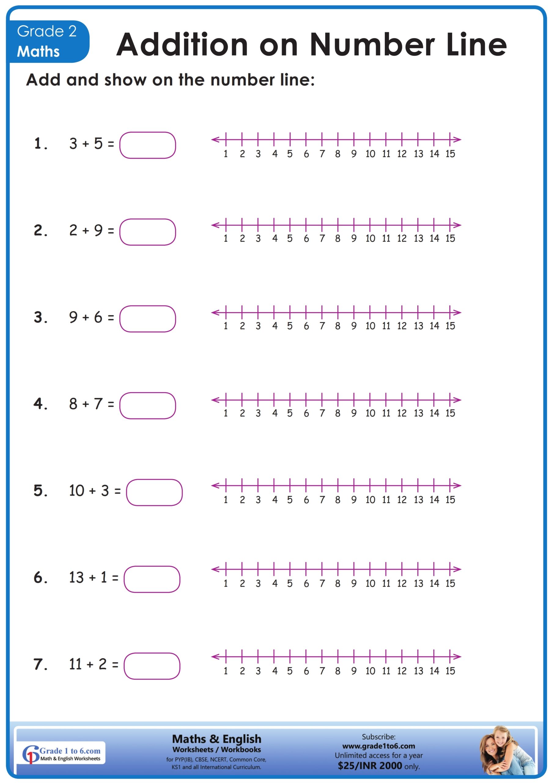 Adding On A Number Line Worksheet