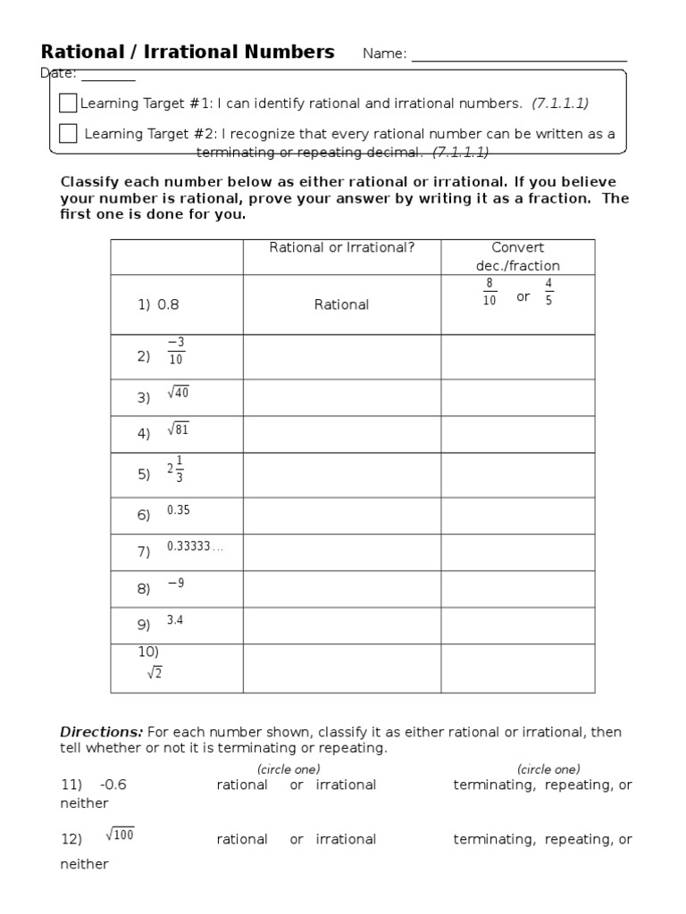 Classifying Rational And Irrational Worksheet Download Free PDF Worksheets Library Classifying Rational And Irrational Worksheet Download Free PDF Worksheets Library