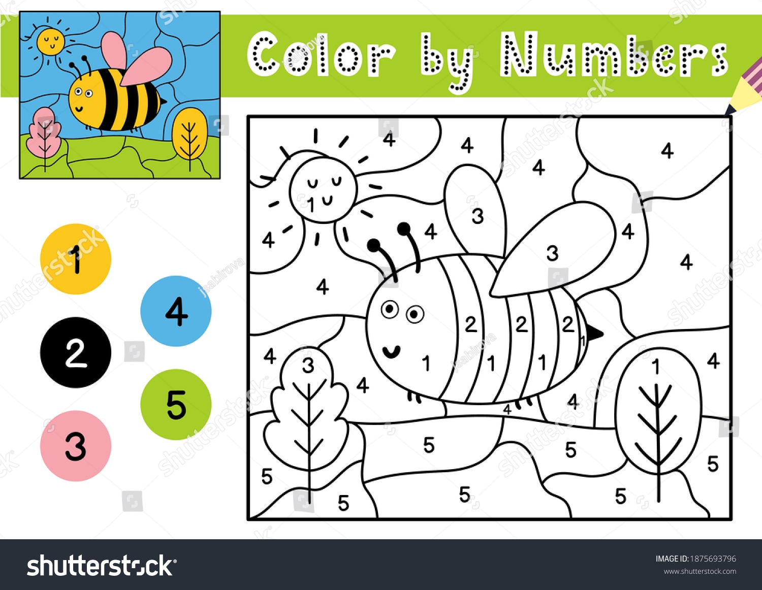 Color By Number Game Kids Coloring Stock Vector Royalty Free 1875693796 Shutterstock