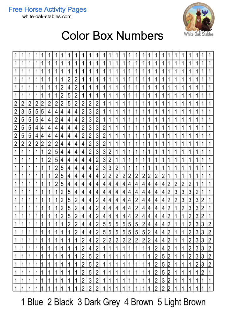 Color The Number Activity Page White Oak Stables
