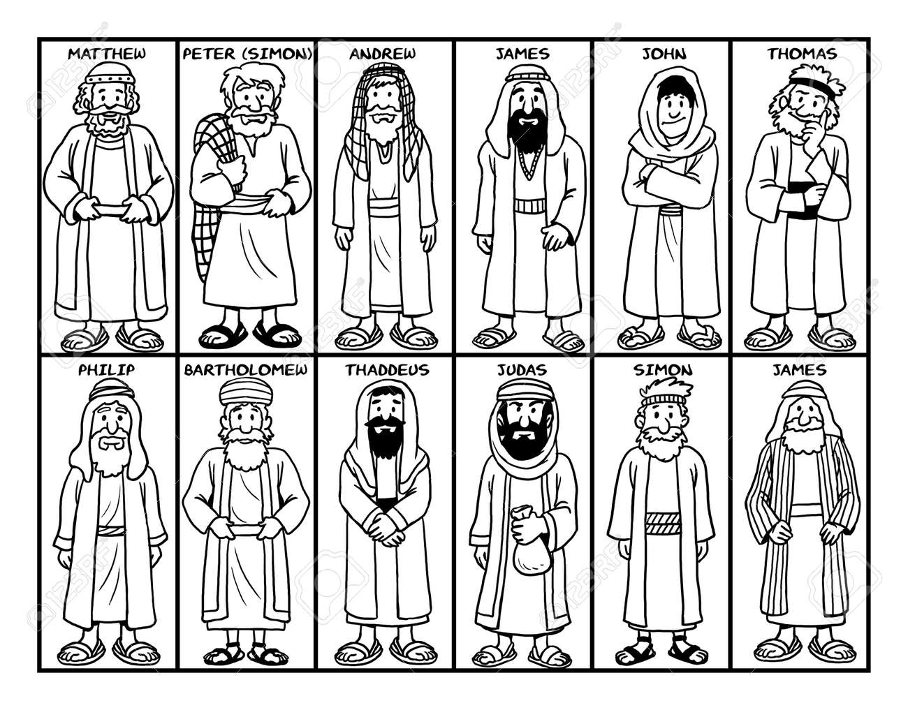 Coloring Page Of Jesus Twelve Disciples Stock Photo Picture And Royalty Free Image Image 126584206 Coloring Page Of Jesus Twelve Disciples Stock Photo Picture And Royalty Free Image Image 126584206