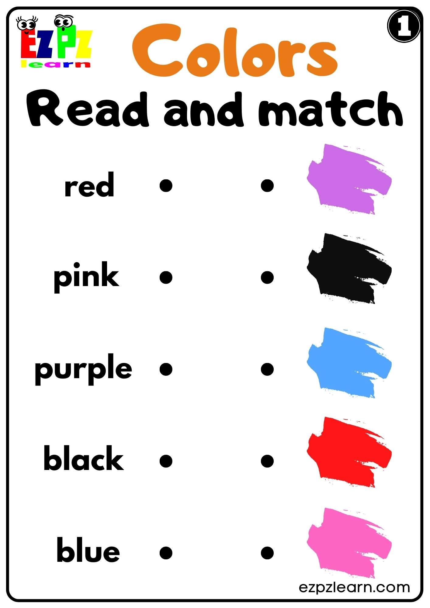 Colors Read And Match Worksheet For K5 Kindergarten And ESL PDF Download Ezpzlearn Colors Read And Match Worksheet For K5 Kindergarten And ESL PDF Download Ezpzlearn