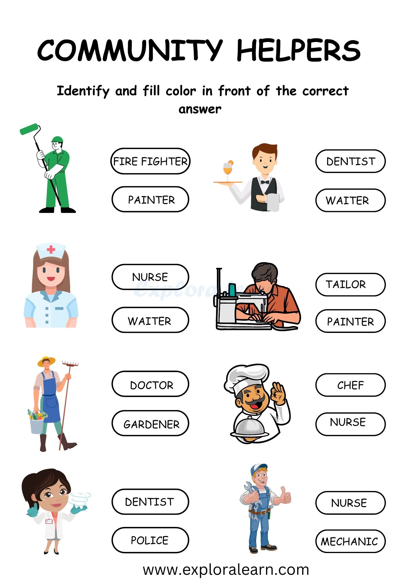 Community Helpers Printables Worksheets For Preschool And Kindergarten 2 To 6 Years Kids Community Helpers Printables Worksheets For Preschool And Kindergarten 2 To 6 Years Kids