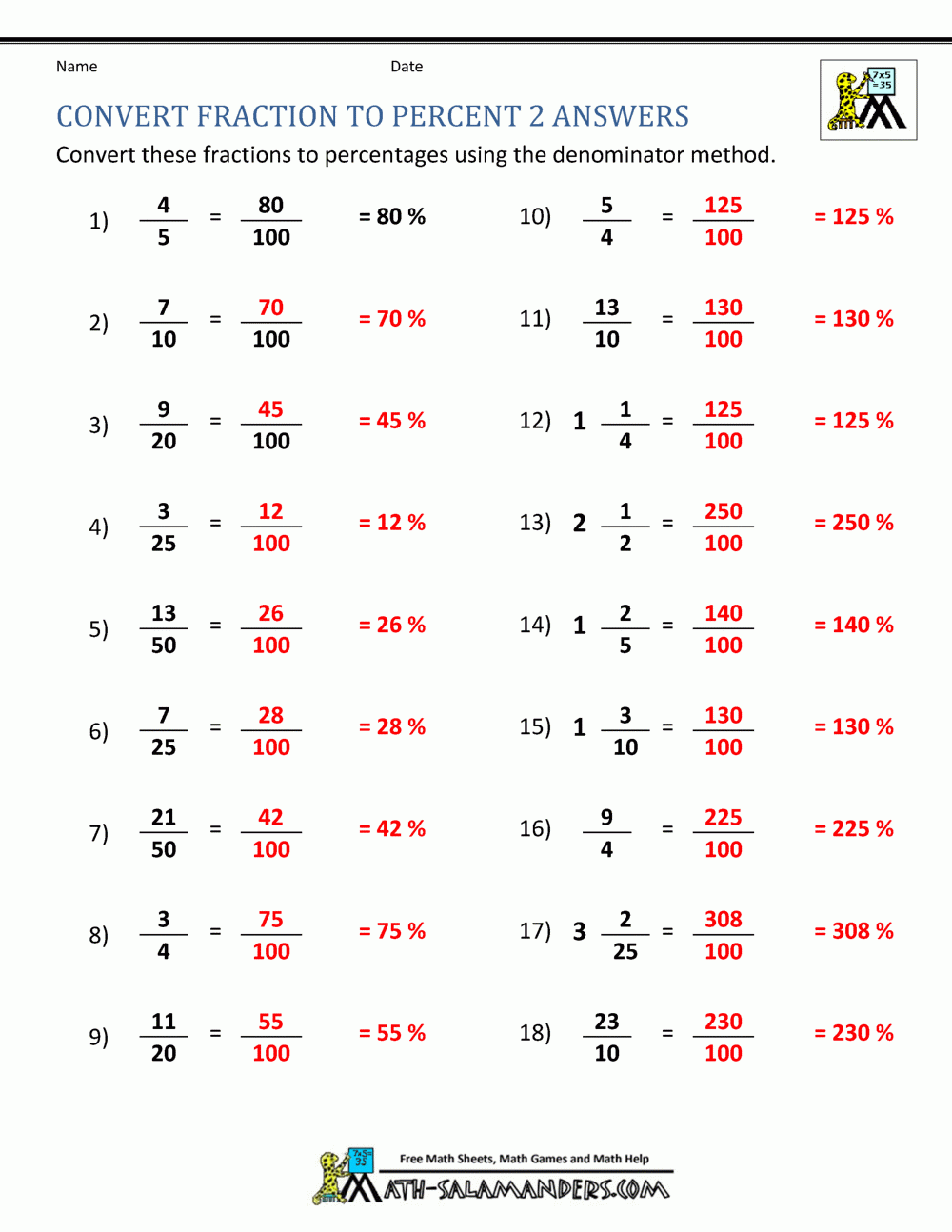 Convert Fraction To Percent