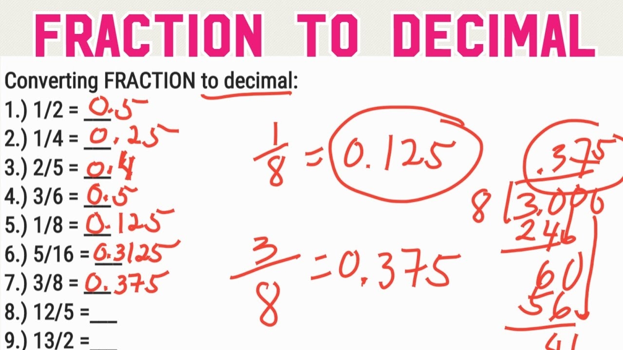 Converting FRACTION To DECIMAL Basic Math YouTube Converting FRACTION To DECIMAL Basic Math YouTube