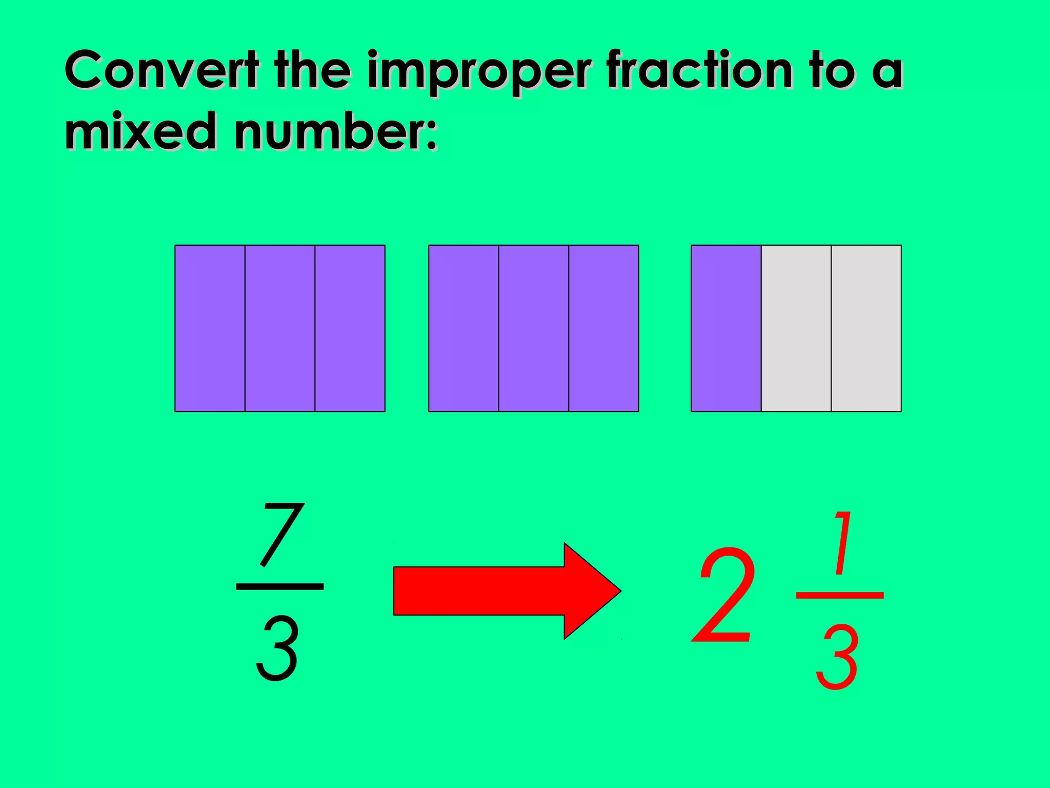 Converting Fractions Improper To Mixed Numbers PPT Converting Fractions Improper To Mixed Numbers PPT
