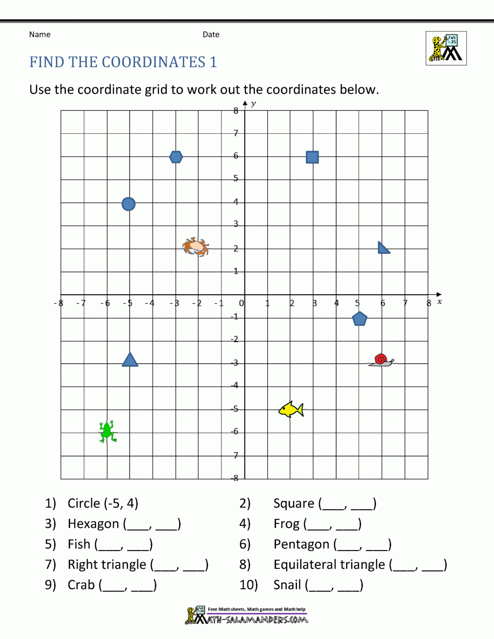 Coordinate Plane Worksheets Coordinate Plane Worksheets