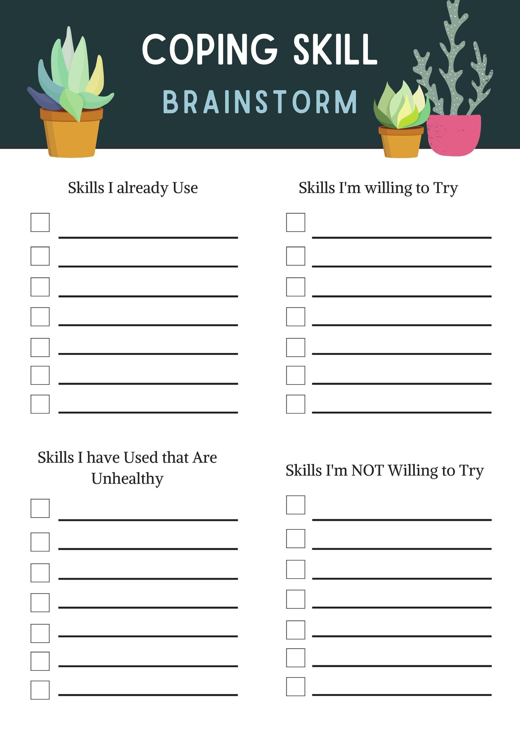 Coping Skill Worksheet Brainstorm Download Trauma Therapy CBT Worksheet Printable Therapy Worksheet Counseling Etsy Coping Skill Worksheet Brainstorm Download Trauma Therapy CBT Worksheet Printable Therapy Worksheet Counseling Etsy