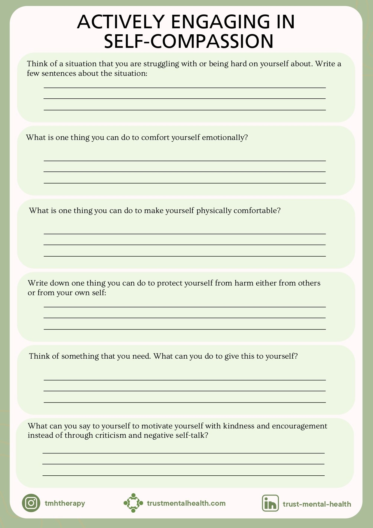 Free Printable Coping Skills Worksheets For Adults