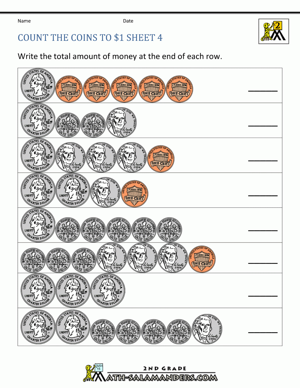 Free Printable Counting Money Worksheets