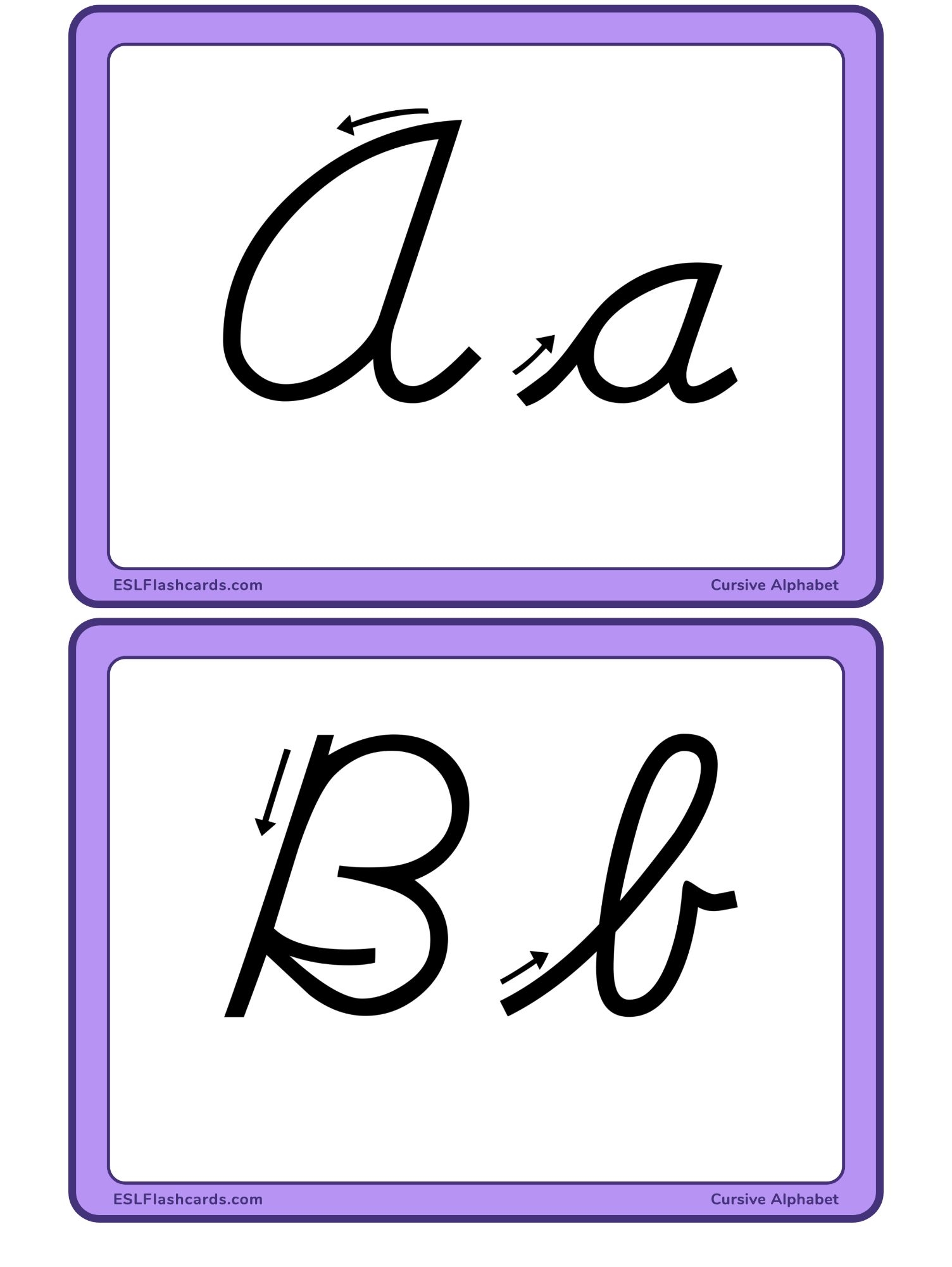 Cursive Alphabet ESL Flashcards Cursive Alphabet ESL Flashcards