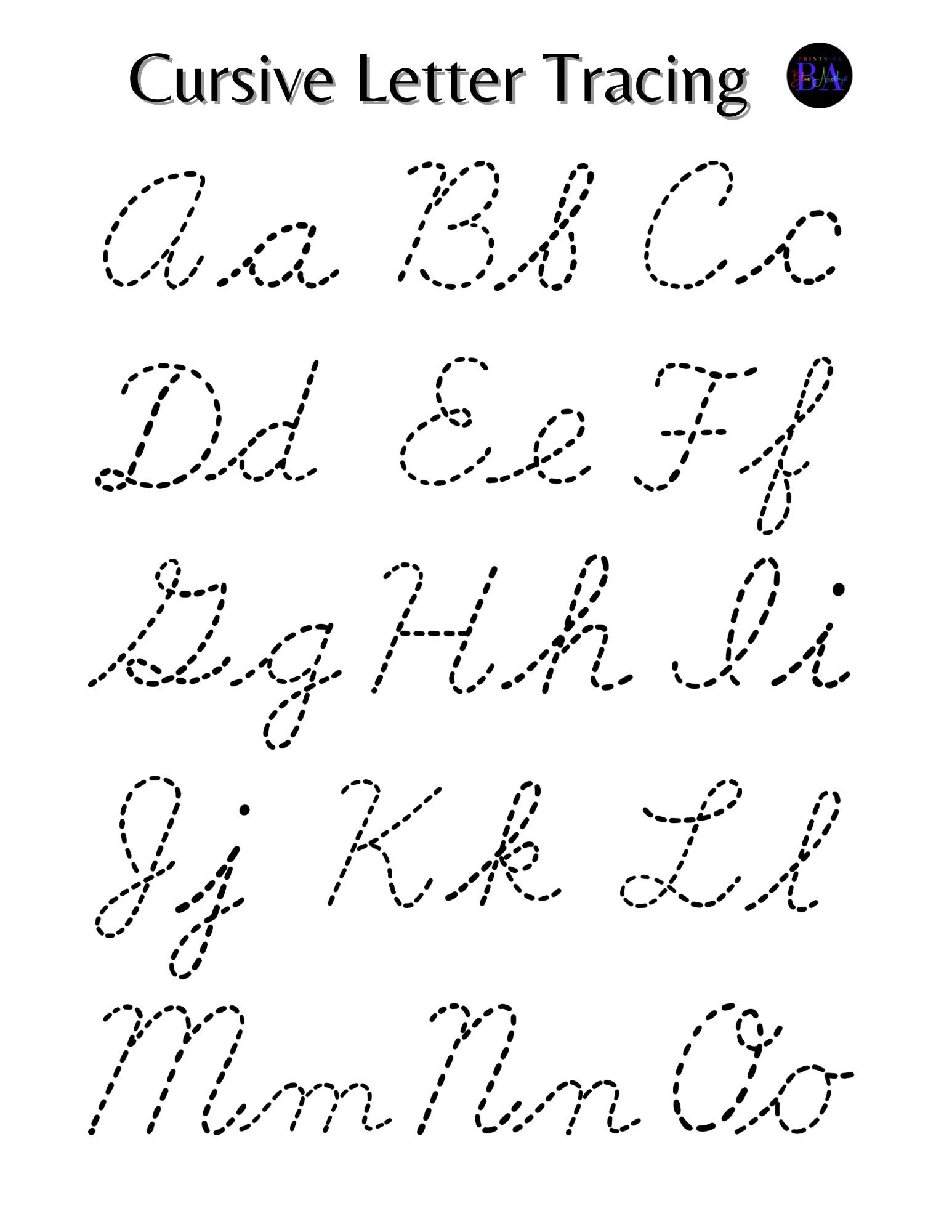 Cursive Letter Tracing Upper Lower Case Etsy Cursive Letter Tracing Upper Lower Case Etsy