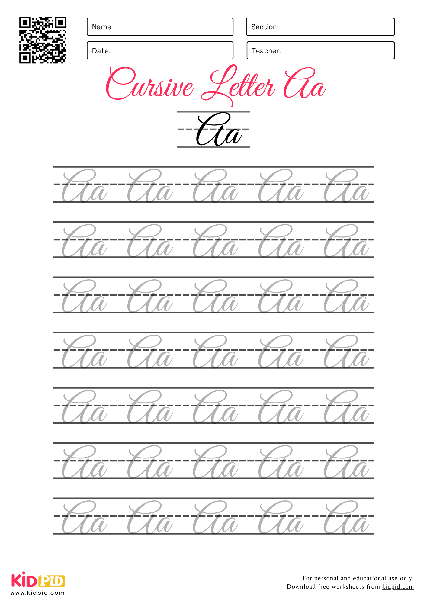 Cursive Letters Handwriting Worksheet For Grade 2 Kidpid