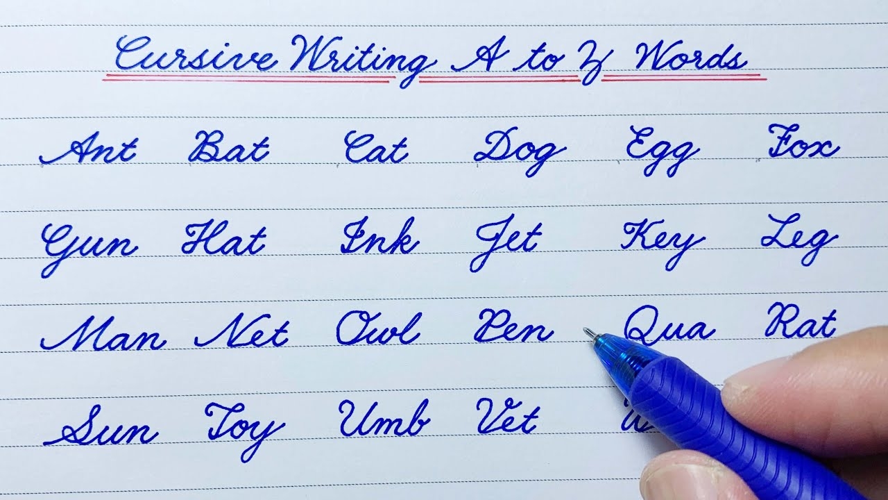 Cursive Writing A To Z Three Letter Words Cursive Handwriting Practice Cursive Writing Abcd YouTube