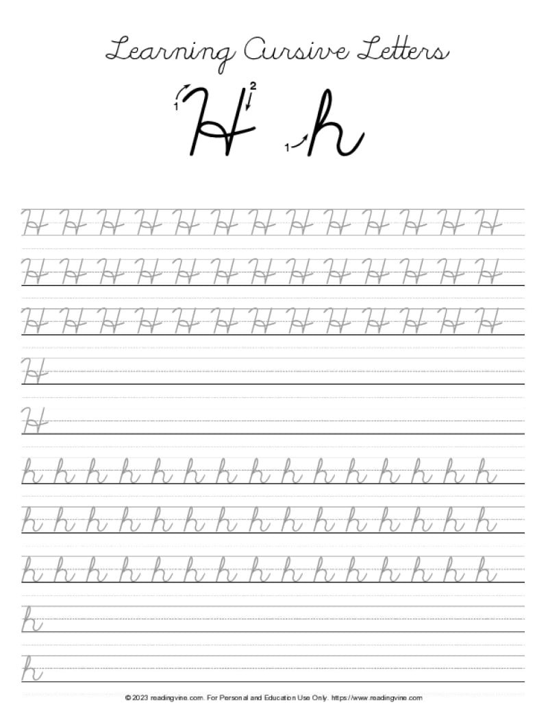 Letter H In Cursive