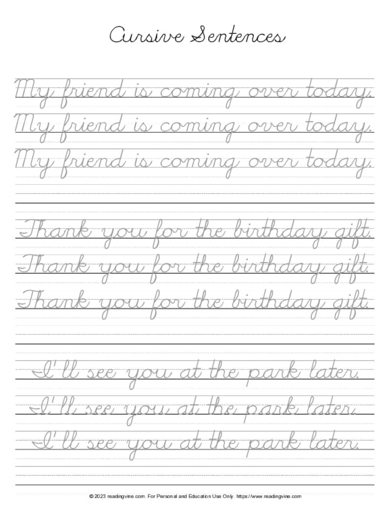 Cursive Writing Practice Sheets PDF ReadingVine Worksheets Library Cursive Writing Practice Sheets PDF ReadingVine Worksheets Library